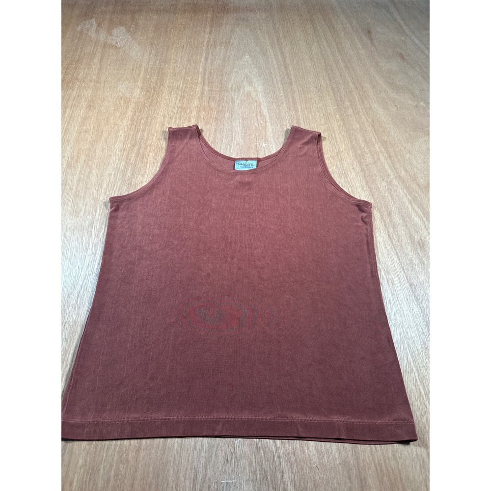 Chico's Travelers Tank Top Women Size 3 Rust Brown Sleeveless Acetate Blend